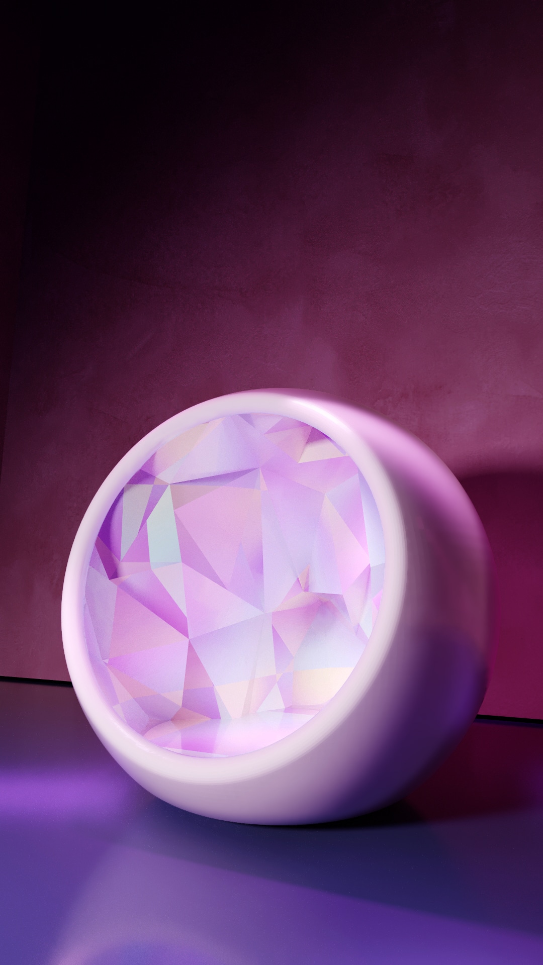 3d product rendering of the ball chair installation with diamond core inside.