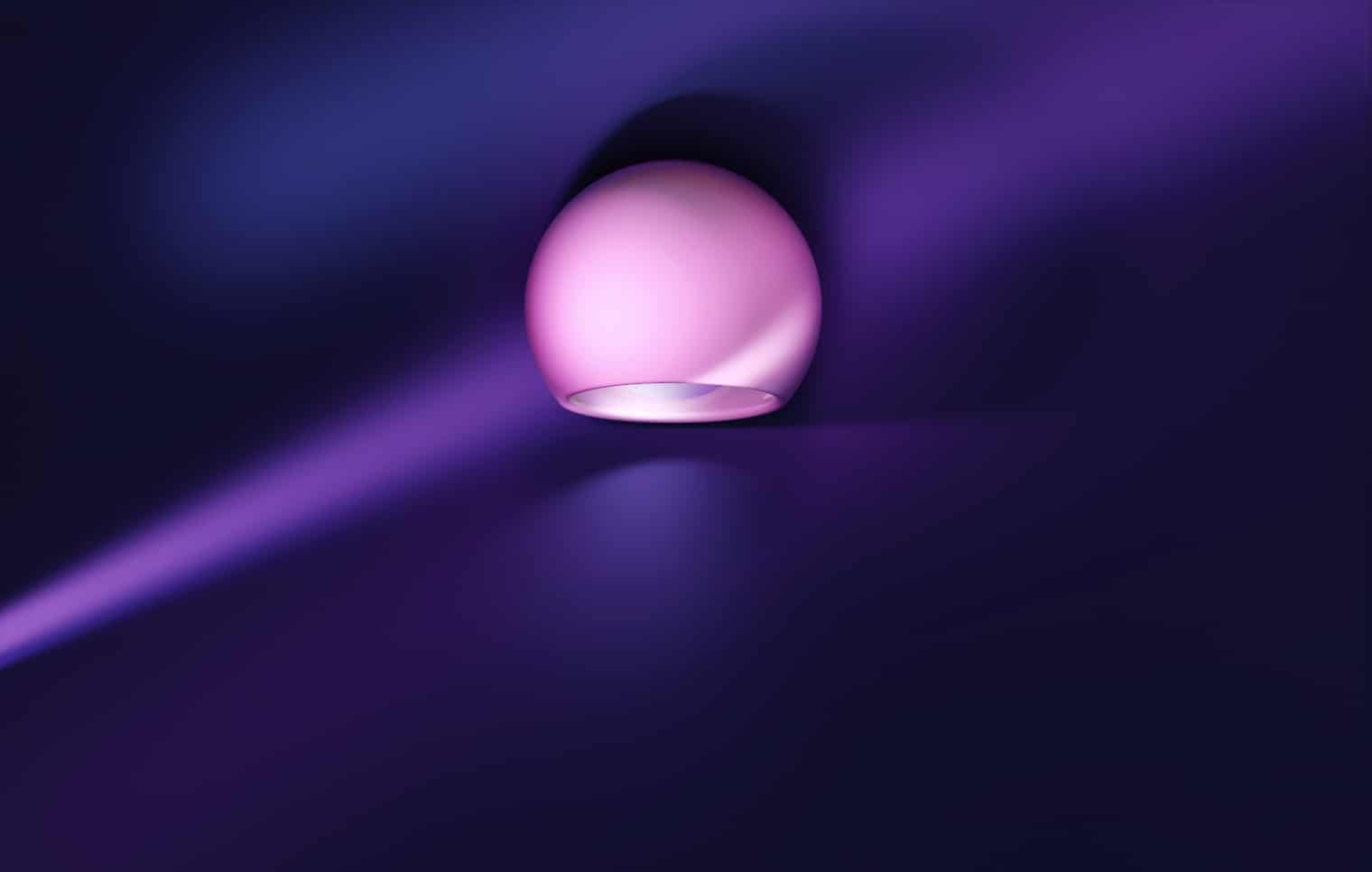 Top view render of the instagramable ball chair with glitter inside.
