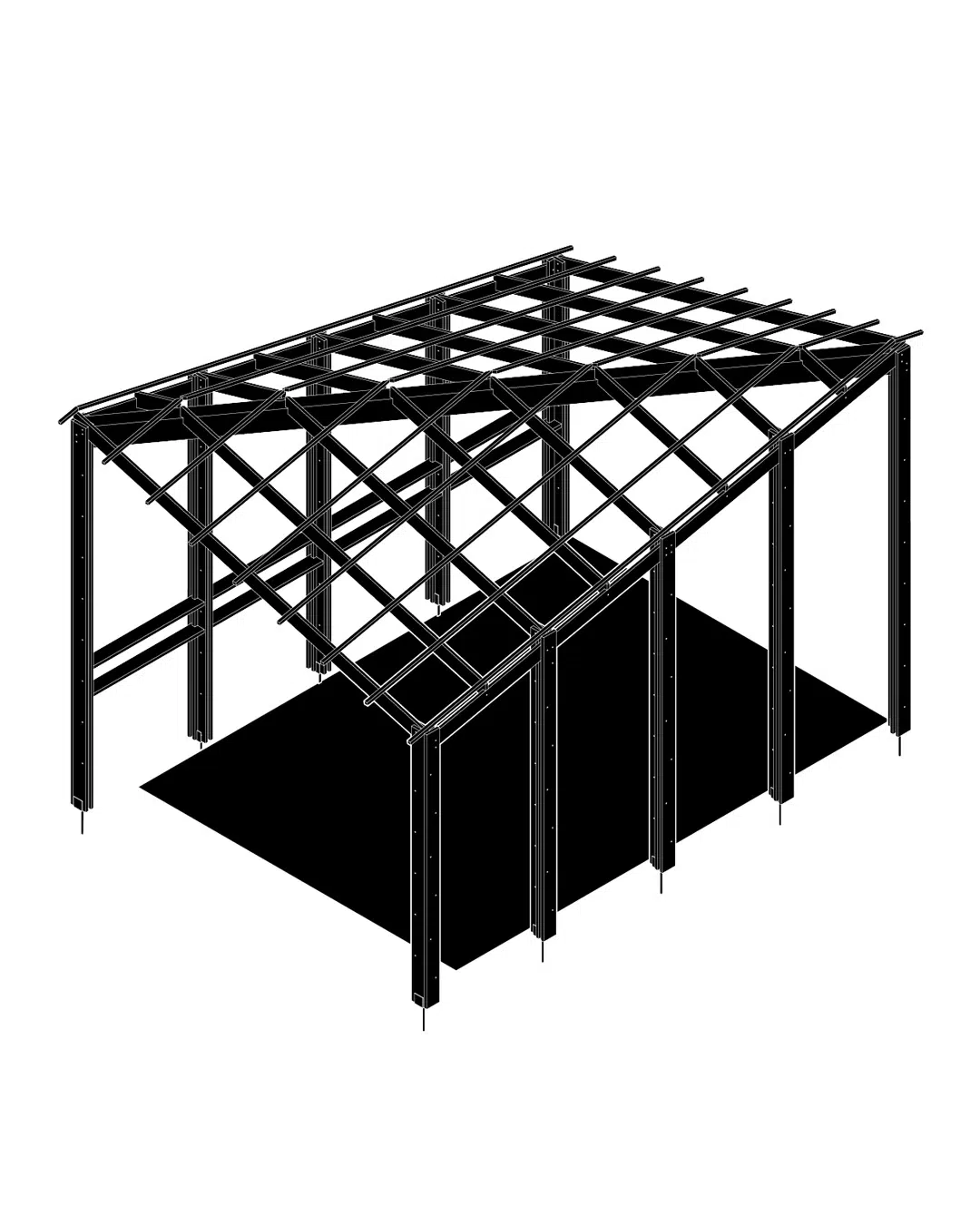Axonometry of the wood pavilion