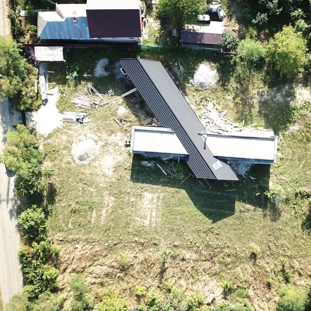 Imagine din dronă a șantierului Casa de pe Deal, August 2023.